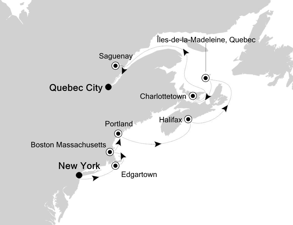 Canada & New England Cruise Itinerary Map